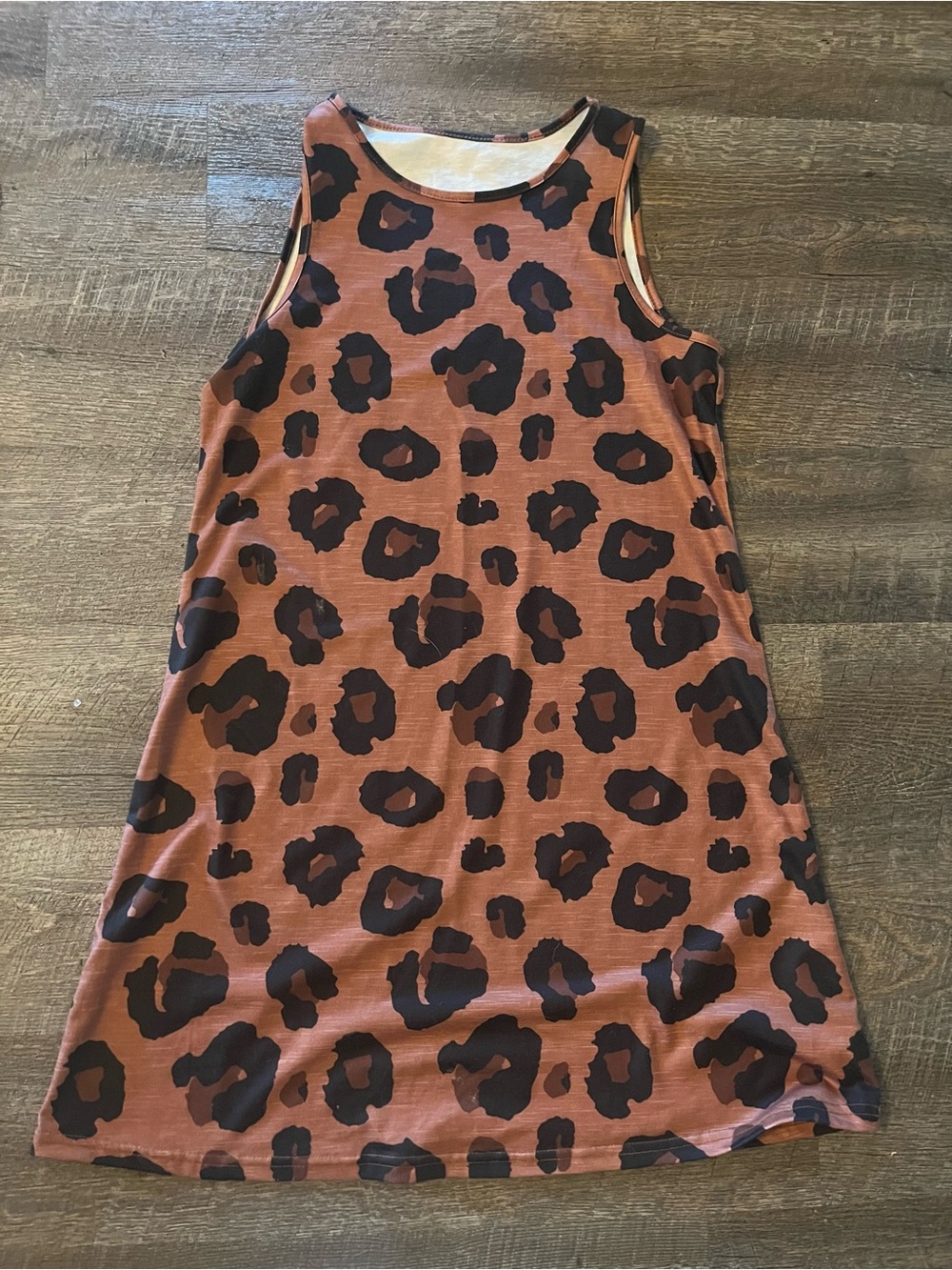 SHEIN Brown Leopard Print Sleeveless Shift Dress